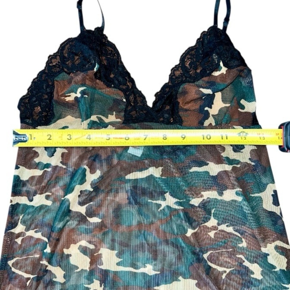 Vintage Hot Topic 90’s Y2K Sheer Camouflage Lace Trim Slip Dress / Chemise - Picture 5 of 7